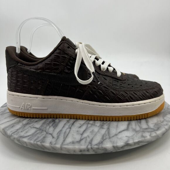 Nike Air Force 1 LV8 Sneakers Mens 8 Brown Faux-Crocodile Baroque Low Top Lace - Picture 2 of 15